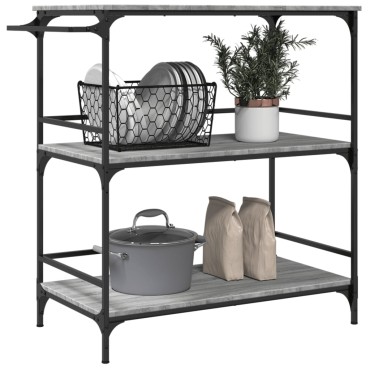 vidaXL Τρόλεϊ Κουζίνας Sonoma Γκρι 100,5x50x105cm Επεξεργασμένο Ξύλο 1 τεμ.