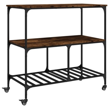 vidaXL Τρόλεϊ Κουζίνας Καπνιστή Δρυς 100x50x95cm Επεξεργασμένο Ξύλο 1 τεμ.