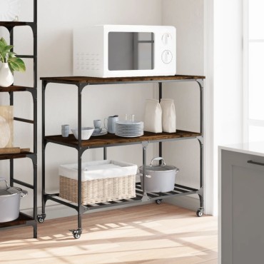 vidaXL Τρόλεϊ Κουζίνας Καπνιστή Δρυς 100x50x95cm Επεξεργασμένο Ξύλο 1 τεμ.