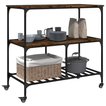 vidaXL Τρόλεϊ Κουζίνας Καπνιστή Δρυς 100x50x95cm Επεξεργασμένο Ξύλο 1 τεμ.