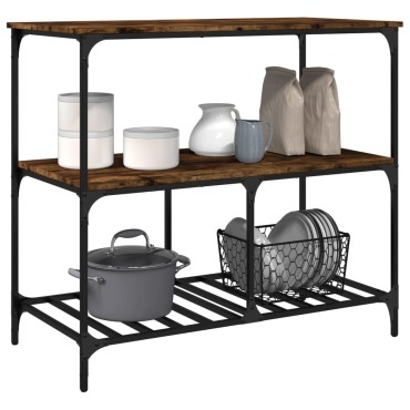 vidaXL Τρόλεϊ Κουζίνας Καπνιστή Δρυς 100x50x95cm Επεξεργασμένο Ξύλο 1 τεμ.