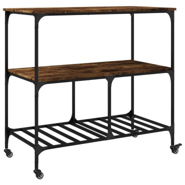 vidaXL Τρόλεϊ Κουζίνας Καπνιστή Δρυς 100x50x95cm Επεξεργασμένο Ξύλο 1 τεμ.