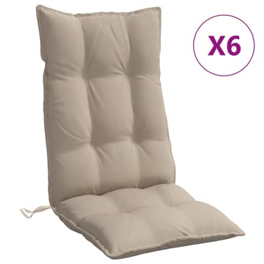 vidaXL Μαξιλάρια Καρέκλας με Πλάτη 6 τεμ. Taupe από Ύφασμα Oxford 120x50x7cm