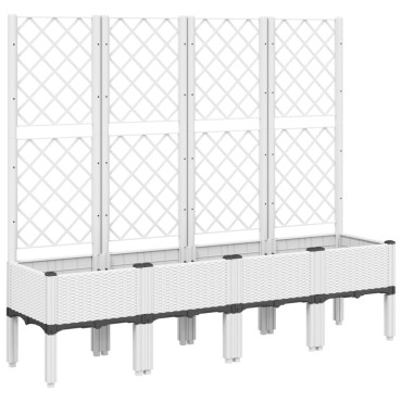 vidaXL Ζαρντινιέρα Κήπου με Καφασωτό Λευκή 160x40x142 εκ. Πολυπροπ.