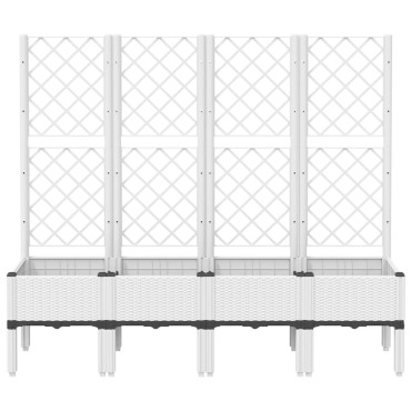 vidaXL Ζαρντινιέρα Κήπου με Καφασωτό Λευκή 160x40x142 εκ. Πολυπροπ.