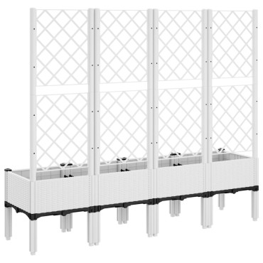 vidaXL Ζαρντινιέρα Κήπου με Καφασωτό Λευκή 160x40x142 εκ. Πολυπροπ.