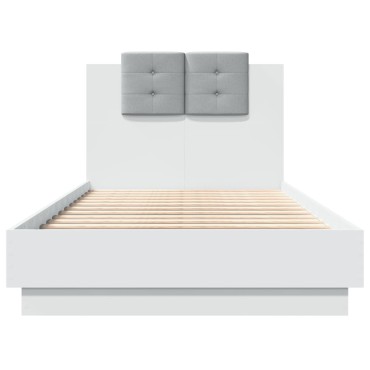 vidaXL Πλαίσιο Κρεβατιού με Κεφαλάρι Λευκό 90x190 εκ. Επεξεργ. Ξύλο
