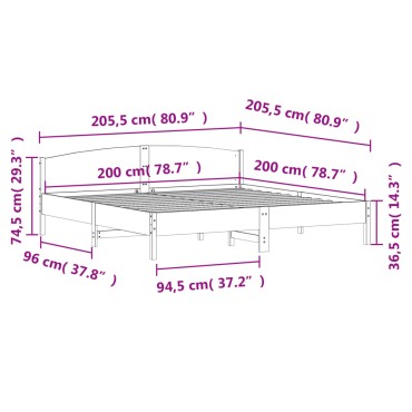 vidaXL Σκελετός Κρεβ. Χωρίς Στρώμα Καφέ Κεριού 200x200 εκ Μασίφ Πεύκο