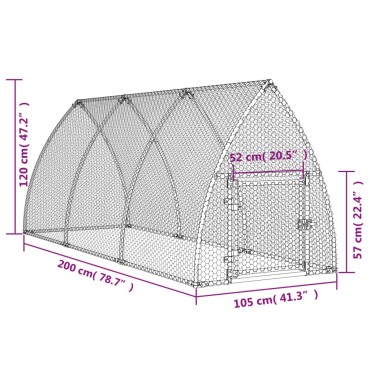 vidaXL Κοτέτσι - Κλουβί Ασημί 300x105x120 εκ. από Γαλβανισμένο Χάλυβα