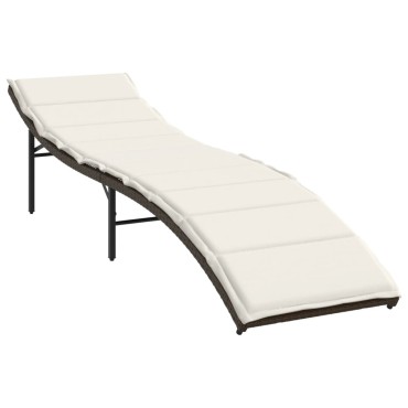 vidaXL Ξαπλώστρα Καφέ 55x199x50cm από Συνθετικό Ρατάν με Μαξιλάρι 1 τεμ.