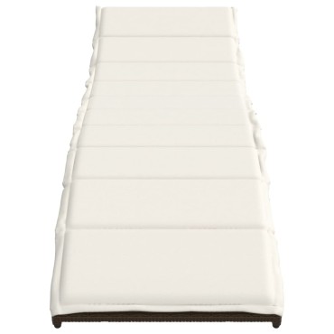 vidaXL Ξαπλώστρα Καφέ 55x199x50cm από Συνθετικό Ρατάν με Μαξιλάρι 1 τεμ.