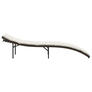 vidaXL Ξαπλώστρα Καφέ 55x199x50cm από Συνθετικό Ρατάν με Μαξιλάρι 1 τεμ.