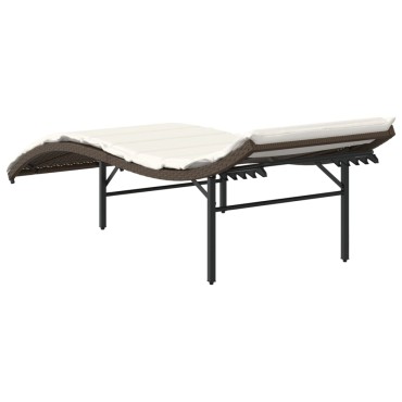 vidaXL Ξαπλώστρα Καφέ 55x199x50cm από Συνθετικό Ρατάν με Μαξιλάρι 1 τεμ.