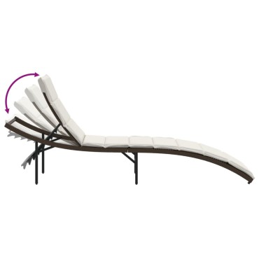 vidaXL Ξαπλώστρα Καφέ 55x199x50cm από Συνθετικό Ρατάν με Μαξιλάρι 1 τεμ.