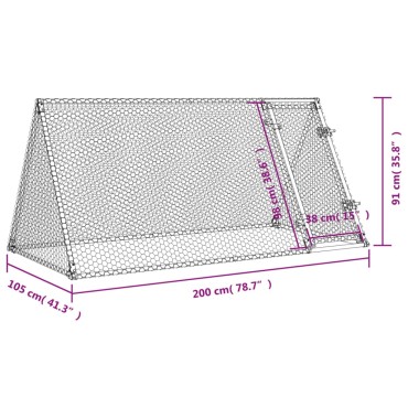 vidaXL Κοτέτσι - Κλουβί Ασημί 200x105x91 εκ. από Γαλβανισμένο Χάλυβα
