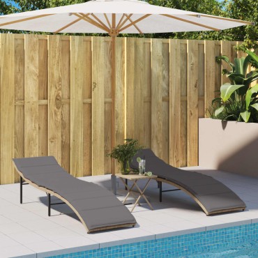 vidaXL Ξαπλώστρα Μπεζ 55x199x50cm από Συνθετικό Ρατάν με Μαξιλάρι 1 τεμ.