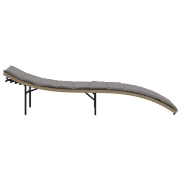 vidaXL Ξαπλώστρα Μπεζ 55x199x50cm από Συνθετικό Ρατάν με Μαξιλάρι 1 τεμ.