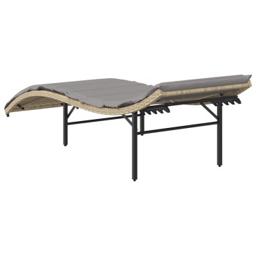 vidaXL Ξαπλώστρα Μπεζ 55x199x50cm από Συνθετικό Ρατάν με Μαξιλάρι 1 τεμ.