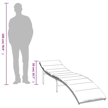 vidaXL Ξαπλώστρα Μπεζ 55x199x50cm από Συνθετικό Ρατάν με Μαξιλάρι 1 τεμ.