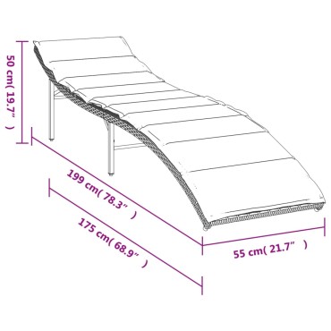 vidaXL Ξαπλώστρα Μπεζ 55x199x50cm από Συνθετικό Ρατάν με Μαξιλάρι 1 τεμ.