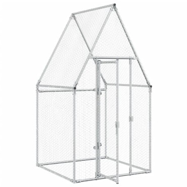 vidaXL Κοτέτσι - Κλουβί Ασημί 100x100x190 εκ. από Γαλβανισμένο Χάλυβα