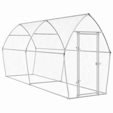 vidaXL Κοτέτσι - Κλουβί Ασημί 400x105x182 εκ. από Γαλβανισμένο Χάλυβα