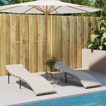 vidaXL Ξαπλώστρα Μπεζ 55x199x50cm από Συνθετικό Ρατάν με Μαξιλάρι 1 τεμ.