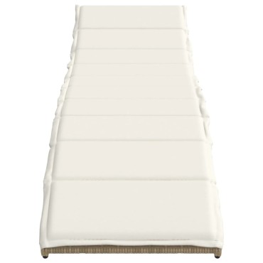 vidaXL Ξαπλώστρα Μπεζ 55x199x50cm από Συνθετικό Ρατάν με Μαξιλάρι 1 τεμ.