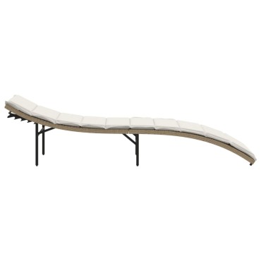 vidaXL Ξαπλώστρα Μπεζ 55x199x50cm από Συνθετικό Ρατάν με Μαξιλάρι 1 τεμ.
