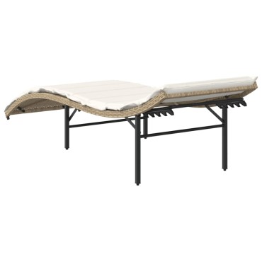 vidaXL Ξαπλώστρα Μπεζ 55x199x50cm από Συνθετικό Ρατάν με Μαξιλάρι 1 τεμ.