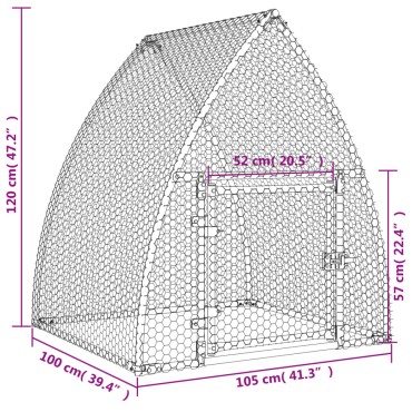 vidaXL Κοτέτσι - Κλουβί Ασημί 100x105x120 εκ. από Γαλβανισμένο Χάλυβα