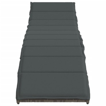 vidaXL Ξαπλώστρα Γκρι 55x199x50cm από Συνθετικό Ρατάν με Μαξιλάρι 1 τεμ.
