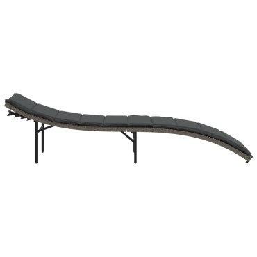 vidaXL Ξαπλώστρα Γκρι 55x199x50cm από Συνθετικό Ρατάν με Μαξιλάρι 1 τεμ.