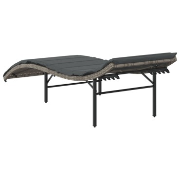 vidaXL Ξαπλώστρα Γκρι 55x199x50cm από Συνθετικό Ρατάν με Μαξιλάρι 1 τεμ.