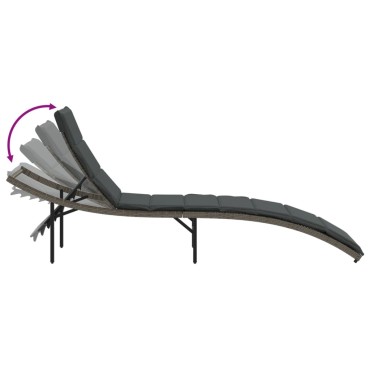 vidaXL Ξαπλώστρα Γκρι 55x199x50cm από Συνθετικό Ρατάν με Μαξιλάρι 1 τεμ.
