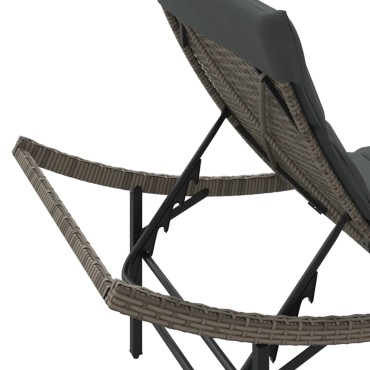 vidaXL Ξαπλώστρα Γκρι 55x199x50cm από Συνθετικό Ρατάν με Μαξιλάρι 1 τεμ.