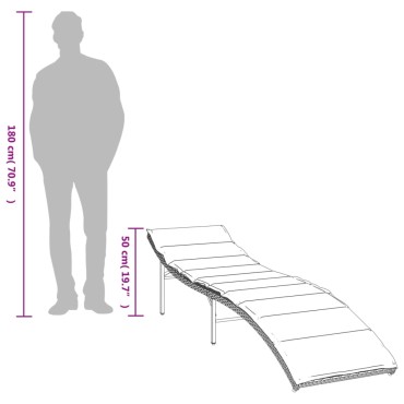 vidaXL Ξαπλώστρα Γκρι 55x199x50cm από Συνθετικό Ρατάν με Μαξιλάρι 1 τεμ.
