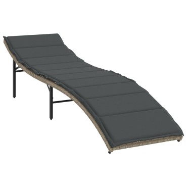 vidaXL Ξαπλώστρα Αν. Γκρι 55x199x50cm Συνθετικό Ρατάν με Μαξιλάρι 1 τεμ.