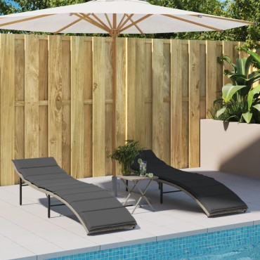 vidaXL Ξαπλώστρα Αν. Γκρι 55x199x50cm Συνθετικό Ρατάν με Μαξιλάρι 1 τεμ.