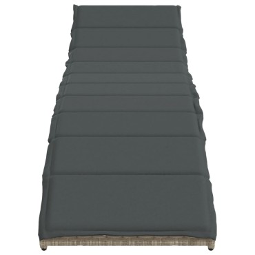 vidaXL Ξαπλώστρα Αν. Γκρι 55x199x50cm Συνθετικό Ρατάν με Μαξιλάρι 1 τεμ.