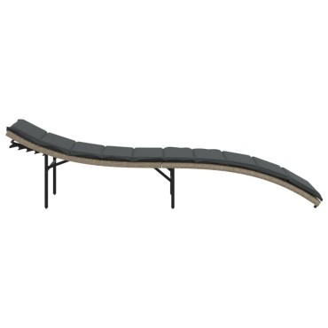 vidaXL Ξαπλώστρα Αν. Γκρι 55x199x50cm Συνθετικό Ρατάν με Μαξιλάρι 1 τεμ.