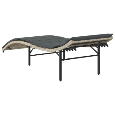vidaXL Ξαπλώστρα Αν. Γκρι 55x199x50cm Συνθετικό Ρατάν με Μαξιλάρι 1 τεμ.