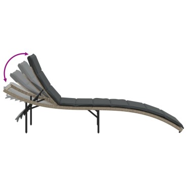 vidaXL Ξαπλώστρα Αν. Γκρι 55x199x50cm Συνθετικό Ρατάν με Μαξιλάρι 1 τεμ.