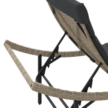 vidaXL Ξαπλώστρα Αν. Γκρι 55x199x50cm Συνθετικό Ρατάν με Μαξιλάρι 1 τεμ.