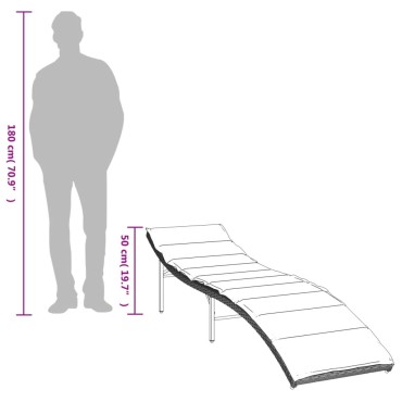 vidaXL Ξαπλώστρα Αν. Γκρι 55x199x50cm Συνθετικό Ρατάν με Μαξιλάρι 1 τεμ.