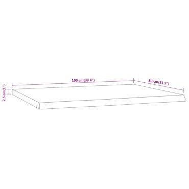 vidaXL Επιφάνεια Γραφείου Ορθογώνια 100x80x2,5cm Μασίφ Ξύλο Ακακίας
