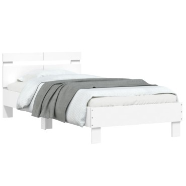 vidaXL Πλαίσιο Κρεβατιού με Κεφαλάρι Λευκό 100x200 εκ. Επεξ. Ξύλο