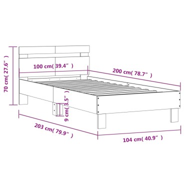 vidaXL Πλαίσιο Κρεβατιού με Κεφαλάρι Λευκό 100x200 εκ. Επεξ. Ξύλο