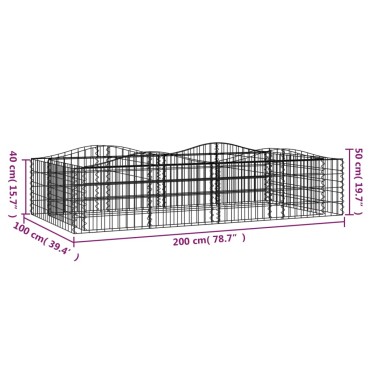 vidaXL Συρματοκιβώτιο Τοξωτό 200x100x50 εκ. από Γαλβανισμένο Σίδερο