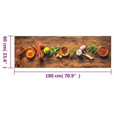 vidaXL Χαλί Κουζίνας Πλενόμενο Σχέδιο Μπαχαρικά 60 x 180 εκ. Βελούδινο